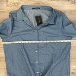 NWT Notebuk Sky Blue Collared Button Down Tie Front Button Up 3/4” Sleeve Shirt Size M Photo 7
