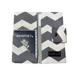 Doll Birdies Handmade Passport/Travel Wallet in Gray and White Chevron Photo 5