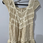 Free People  Ruffle Boho Tank Top Size XS Tan F‎ Photo 0