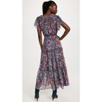 MISA Los Angeles Misa Suki Cerulean Flora Metallic Chiffon Floral Ruffle Midi Dress Photo 2