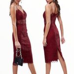 ASOS Petite Lace Inset Cami Strap Midi Pencil Dress Burgundy NWT size 2P Red Photo 1