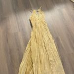 Love Shack Fancy NWT  Silk Lurex Pleated Bryce Dress in Golden Hour Photo 3