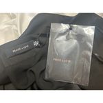 Peace + Love Black White Silk Satin Long Sleeve Plunge Colorblock Bodysuit Top 2 Photo 3