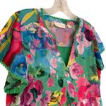 Sunny Leigh Floral Tiered Mini Babydoll Dress Women's M Green Feminine Dainty Photo 1