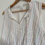 J.Crew  Shimmer Tie Front Midi Dress Size 12 Stripe Metallic Tiered Cotton Photo 6