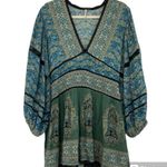 Free People Luna Scarf Print Tunic In Ocean Blue Oversized XS Photo 3