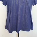 Bcg  Womens Blouse Top Blue Metallic V Neck Tee Size Plus 1X Short Sleeve NWT Photo 3