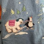 Christopher & Banks  Denim Embroidered Button Up Shirt Polar Bear Snow Teacher Photo 4