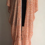 Aerie  Women's Open Front Kimono Cardigan Size O/S‎ Polyester Orange & White Photo 0