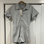 ZARA Women's Metallic Gray High Waist denim romper small Photo 1