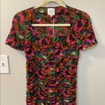 MISA Los Angeles  short sleeve square neck mesh Marilyn jewel tone floral XXS Photo 0