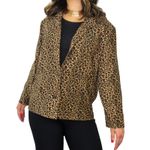 Briggs 90s Vintage Leopard Pattern Blazer Jacket Medium Retro Animal Print Tan Photo 0