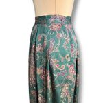 Vintage 90s Talbots Teal Paisley Midi Skirt Rayon Pleated Boho Cottagecore 10 Green Photo 3