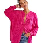 Free People  XS Tunic Top Hot Pink Cant Stop Dreaming Boho Lounge Western Cowgirl Photo 0
