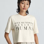 Everlane  100% Human‎ Graphic Way-Short Organic Cotton Tee Cropped NWT L Gorpcore Photo 0