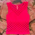 idea usa y2k fishnet cut out hot pink rave crop top Photo 0