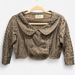 Vintage 50s Two Piece Brown Polka Dot Print Dress And Jacket Peter Pan Collar Size XS Photo 5