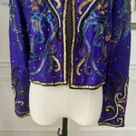 Vintage 80s Hudson’s Silk Purple Gold Bling Cropped Bolero Jacket S M Size M Photo 3
