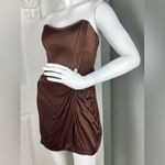 ZARA Brown Satin Corset w/Mock Wrap Attached Skirt Sold Out Size Medium Photo 2