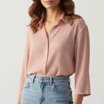 Talbots  Button Up Blouse Woman X Pink Textured Casual Work Classic Collared Photo 0