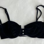 Lily Of France Vintage  Black Velvet Pearl Strap Bra 36C Photo 0