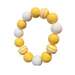 Vintage Acrylic Bead Stretch Bracelet White Lemon Yellow Striped Vacation Summer Photo 0