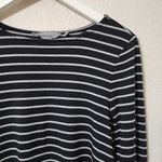 Athleta  Striped Modal Blend‎ T-Shirt Size XXS Long Sleeve Black White Photo 3