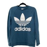 Adidas  Women's Trefoil Sweatshirt Size S Blue Crewneck‎ Graphic Logo Pullover Photo 1