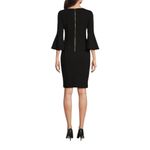 Calvin Klein Bell Sleeve Boat Neck Sheath Dress 3 Quarter Sleeve 20W Black NWT Photo 2