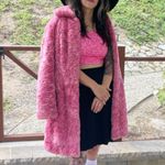 Vintage 90s Bubblegum Pink Faux Fur Coat, Cheetah Leopard Lining S / M Size M Photo 5