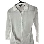 Theory ‎ Linen Button Down Tie Front Top Blouse Size P Photo 1