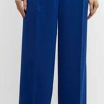 Misook  Pleated Wide Leg Twill Chiffon Tailored Pants Size M‎ Blue Photo 1