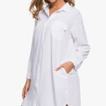 Amazon Shirt Dress V Neck Long Sleeve Loose Casual with Pockets Front Button Photo 4