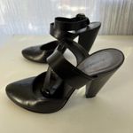 CoSTUME NATIONAL HTF Black Leather Ankle Cuff Strap Pump Heels Pointed Toe 36.5 Size 6 Photo 2