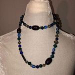 20 Inch Artsy Wrap Necklace With Large Bea… Blue Photo 0