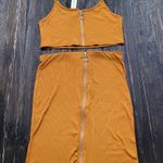 NEW Capella Crop Top & Mini Skirt Set Women's Size Large Yellow Photo 0