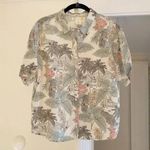 C&C California  Linen Tropical Print Button Down Shirt Ivory/Green Size M Photo 4