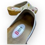 Buxa Floral Leather Clogs Wooden Sole Slip Photo 11