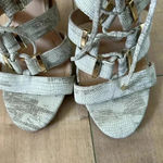 Vince Camuto  “Freshi” Leather Snakeskin Gold Heels Sz 8.5 Photo 6