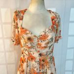 Seven Wonders Orange Cream Lizbeth Floral Sweetheart Neck Midi Dress Size 6 Photo 2