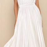 Lulus NWOT  Alluring Marvel Ivory Pleated Satin One-Shoulder Midi Dress Photo 0