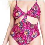 Tabitha Brown Pink Cut out Paisley Print Swimsuit Tummy Control Pink One Piece Size 24W Photo 1