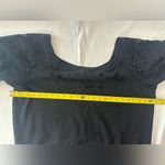 EXPRESS  Black Floral LaceExpress black embroidered off shoulder short sleeve top Photo 4