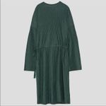 ZARA ‎ Women's Hunter Green Ribbed Round Neck Oversized Dress Size Medium NEW Photo 4