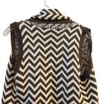 Chico's Women's Chevron Sweater Vest Size 0 Taupe White Sleeveless Photo 6