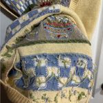 Vintage Grannycore Embroidered Garden Knit Sweater Vest XL Yellow Photo 7