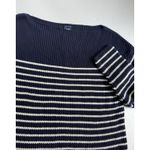 Gap  Womens Medium Sweater Boat Neck Ribbed Cotton Knit Striped Coastal Blue Photo 8