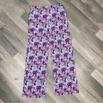 WAYF  Floral Accordion Pleat Satin Pull On Straight Leg Pants Purple Pink Large Photo 7