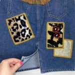 Jeremy Scott Abstract Patched Western Fringe Denim Pencil Skirt Size 4 NEW $705 Blue Photo 8