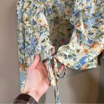 Miss Lola ✨  Women’s Blue Green Floral Front Tie Top Medium Photo 3